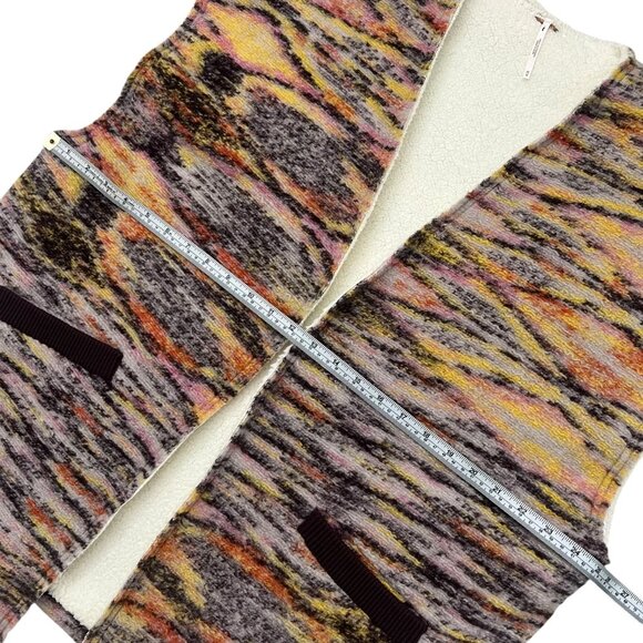 Free People Wool‎ Blend Sherpa Oversized Vest Multicolor Size M Boho Lagenlook - Picture 4 of 5